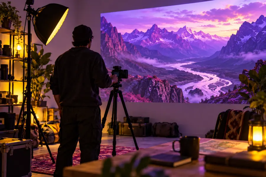 Illustrative channel-video composition showing a planned use for a generated scene